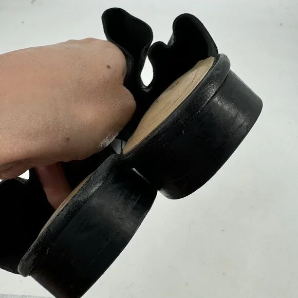 Free People shoes womens 8.5 black leather ruffle sienna minimalist office work - Picture 7 of 9